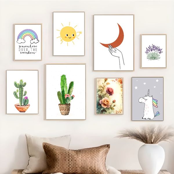 

3 pieces Wooden Framed Canvas Poster Minimalism, lavender poster, floral art, Creative Waterproof Canvas Posters, Bedroom, Office