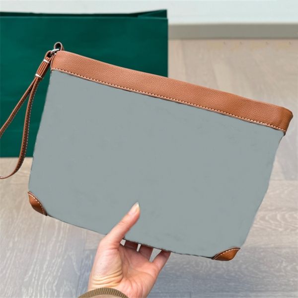 

Woman Mens Clutch Bag Designer Handbag Wash Pouch Small Handbags Purse Leather Multiple Colors 10A, White(25*20cm)