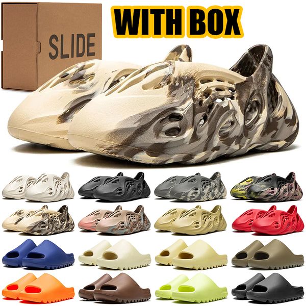 

With Box Slippers Men Woman slider Foam Runners Onyx Vermillion Mineral Blue Pure Sandals Slide Slipper Ochre Bone Resin Clog Azure Desert Ararat runr slides shoe, #10 flax