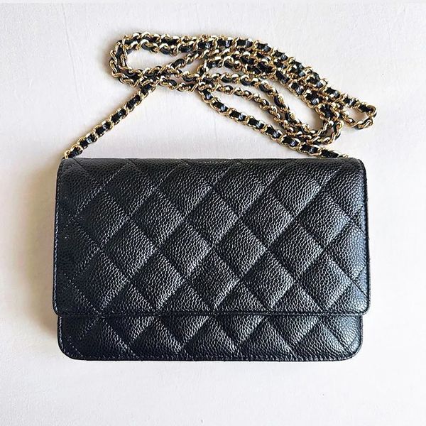 

Top Quality Fashion Bag Women Designer Bag CLASSIC Wallet On Chain Caviar Woc Bags Grained Shiny Calfskin Crossbody Bags Shoulder Purse Designers Handbags, Bronze
