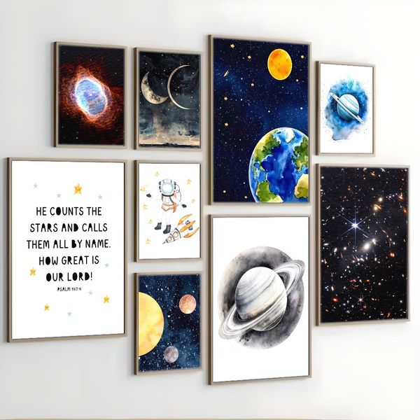 

3 pieces Wooden Framed Canvas Poster modern poster, Cosmic element art, Creative Waterproof Canvas Posters, Bedroom, Office, Living Room