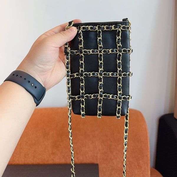 

Designer bag Black gold Hollow Wallet Mobile phone bag Women luxurys Mini Shoulder bag Handbags Messenger Chain Bag Clutch Flap Wallet lady clutch Fortune bag 11m