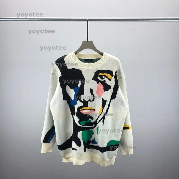 

Men' Plus Size Hoodies & Sweatshirts Letter Knitted Sweater In Autumn / Winter 2025 Acquard Knitting Machine E Custom Jnlarged Detail Crew Neck Cotton, White