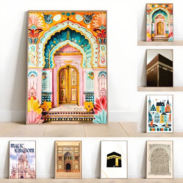 

3 pieces Wooden Framed Canvas Poster Green theme, vintage house and bathroom poster, Creative Waterproof Canvas Posters, Bedroom, Office