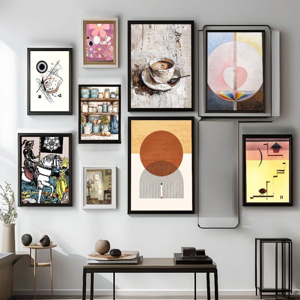

3 pieces Wooden Framed Canvas Poster Retro geometric poster, abstract art, Creative Waterproof Canvas Posters, Bedroom, Office, Living Room