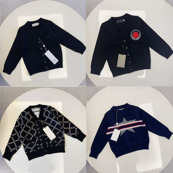 Kids Sweater Cardigan Winter Warm Boy Girls Knitted Sweatshirts Baby Hoodies Fashion Letter Hooded Sweaters Size 2-12 year 0012