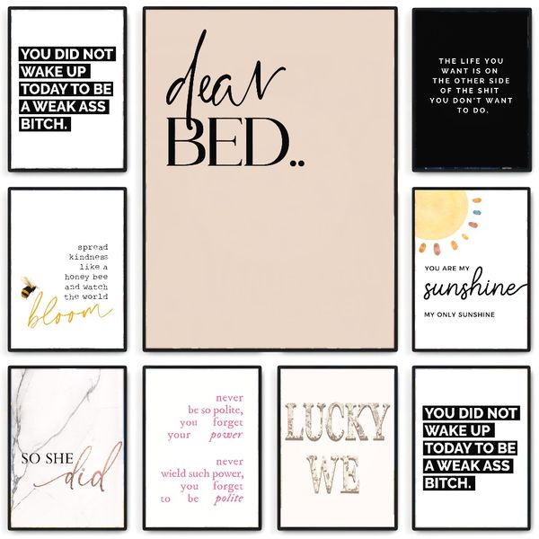 

2 pieces Wooden Framed Canvas Poster How lucky are we , simple inspirational art, Creative Waterproof Canvas Posters, Bedroom, Office