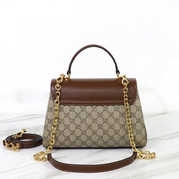 

Genuine Leather Top Handle Chain High Quality Shoulder 45678218 Bag Designer Purse Classic Womens Handbag Luxury Canvas Leather Clutch Bags Lady Travel Totes, Brown