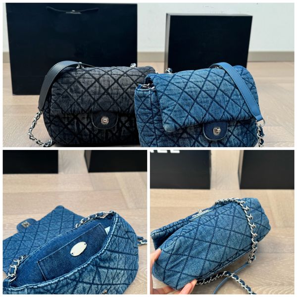 

designer Classic handbag women shoulder denim bag Double letter crossbody High Quality fashion purse lady pockets shopping bags, Black