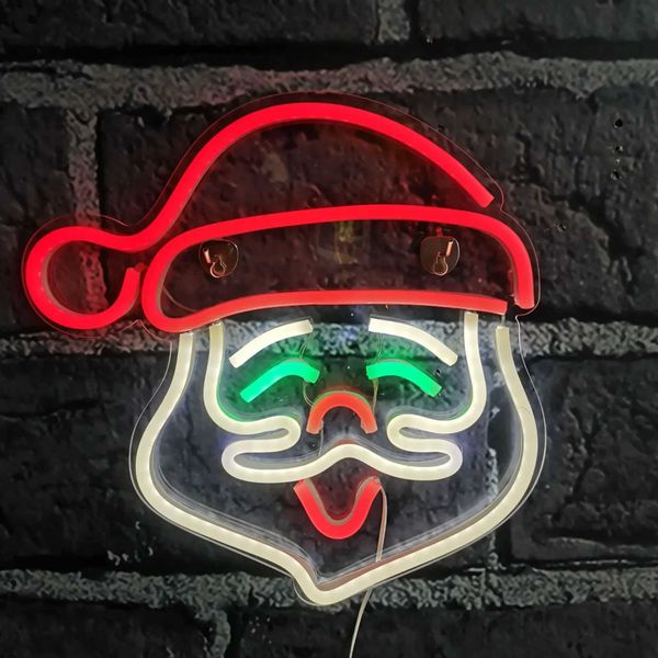 

Claus Santa Neon Light Bells Christmas Tree LED Sign Lamp Decoration Night Lights for Home BAR Party Room Decor Children Gift Z241123 s