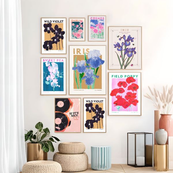 

1 piece unframed painting print,retro records are eclectic, if they sound good, they will be played twice, girl art, music art