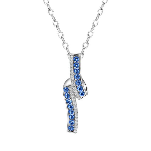 

Necklace S925 sterling silver pendant women's fashion light luxury design sense Mobius twisted blue zirconium clavicle chain