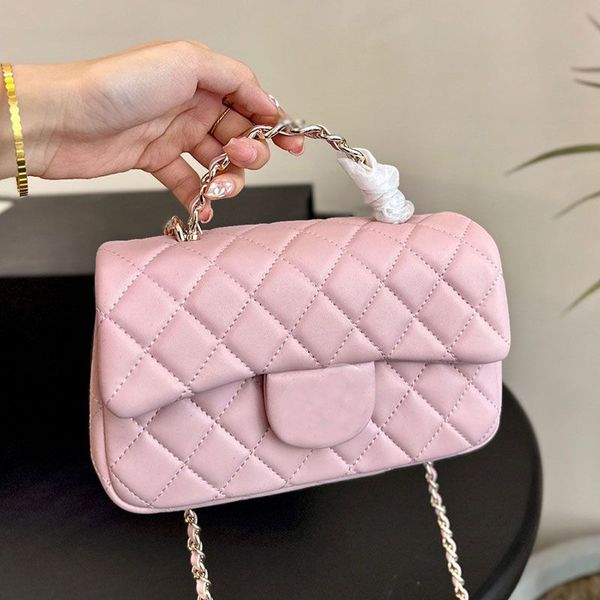 

Designers bags New Real Women luxurys Shoulder bag Leather chain Handle Handbags Messenger Handle Chain Bag Clutch Flap crossbody Wallet lady clutch Fortune bag 20m, Pink