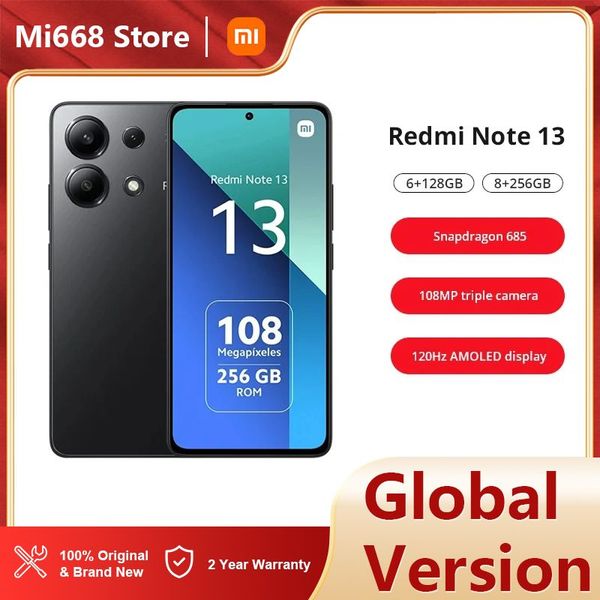 

Version Global Xiaomi Redmi Note 13 4G NFC Smartphone 6.67 AMOLED 120hz Rear Triple Camera 108MP Qualcomm Processor Snapdragon 685 Octa Core Fast Charge 33W