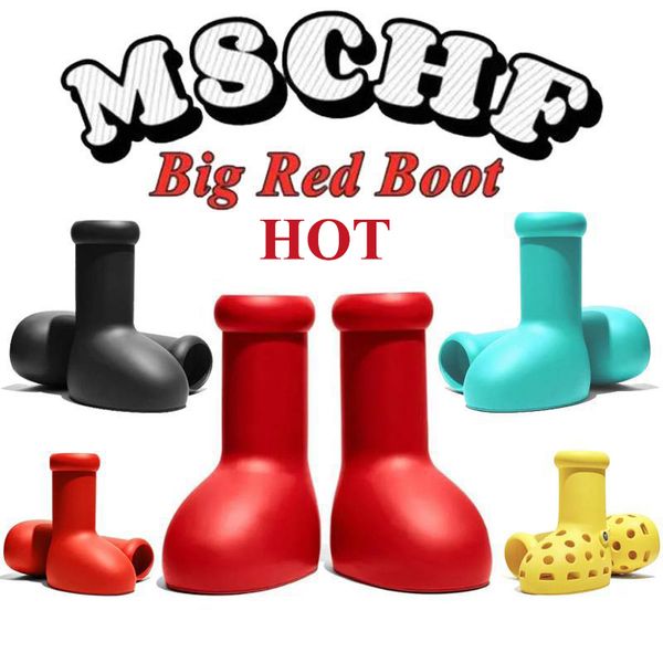 

Mschf Astro Boy Big Red Boots Rain Boots Designer Men Women Boot EVE Rubber reps Over the Knee Booties Cartoon Shoes Thick Bottom Platform Mens Womens Sneakers, Black