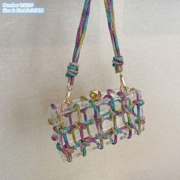 

Factory outlet shoulder bags street personality transparent woven handbag sweet little fresh hard box chain bag trend acrylic fashion dinner handbags 21225#, Image colors