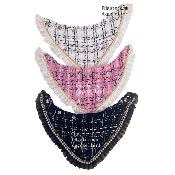 

Designer Bandana Wedding Cat Costume, Adjustable Dog Birthday Bandana, Beautiful Lace Girl Triangle Scarf with Cute Pearl Badge for Small Medium Dogs Pink 748