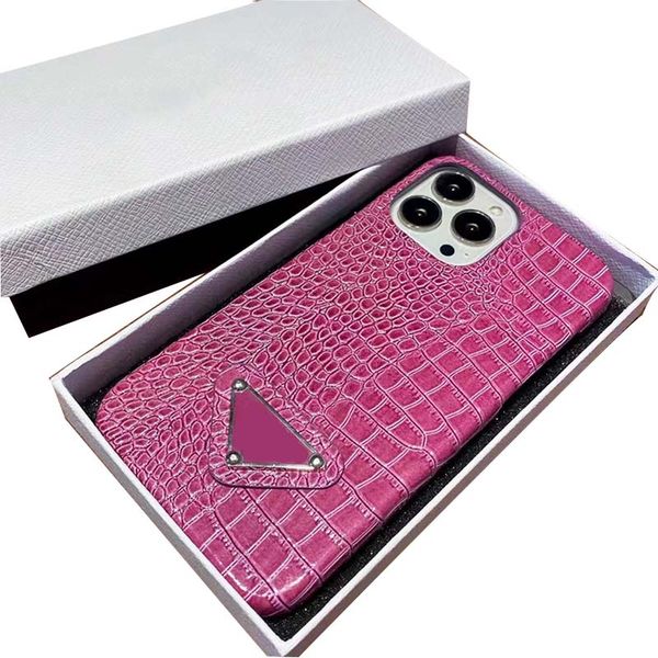

iPhone 14 13 Pro Max Case Designer Phone Cases for Apple 12 11 XS XR 8 7 6 15 Plus PU Faux Crocodile Leather Mobile Cell Back Bumper Covers Fundas Veet Lined, Brown