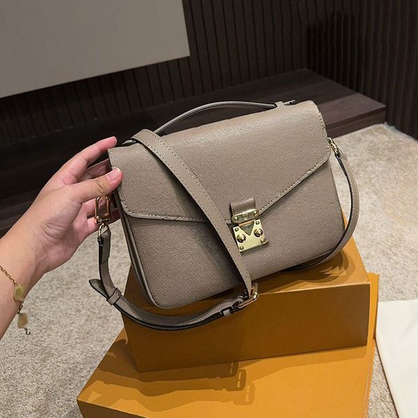 

Fashion Ladies Handbag Shoulder Bag Designer Cowhide Detachable Shoulder Strap Crossbody Bag Purse Classic Black Grey 25x19cm