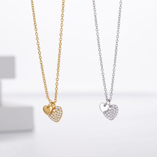 

S925 sterling silver inlaid stone heart seal clavicle chain Tanabata gift girlfriend light luxury love necklace