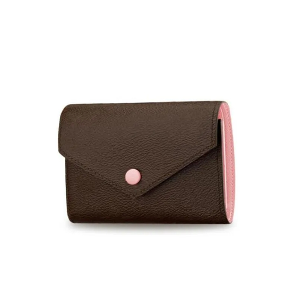 

High Quality Designer Woman Wallet Card Holder Cash Keys Bag Purse Emed Patters Flowers Letters, White grid-pink