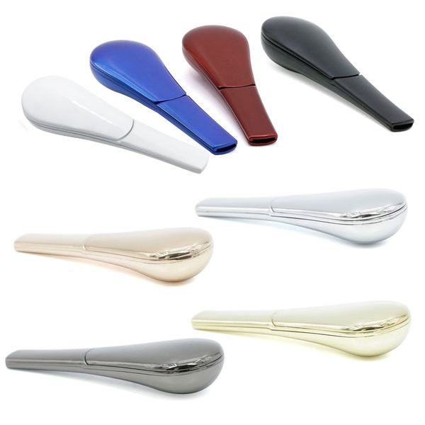 

New Premium Exquisite Metal Smoking Pipe Large Volume Tobacco Pot Herb Pipes Hand Spoon Pipe With Gift Box