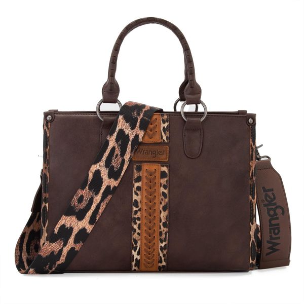 

Cross-border leopard print cow color matching simple retro Tote bag tote bag braided zipper multi-functional crossbody bag women, Brown