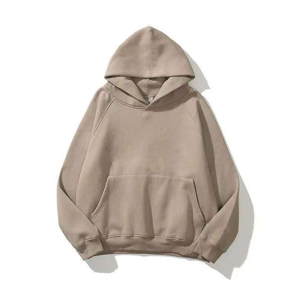 

Shoulder sleeves double layered hat high street trendy brand couple men's hoodie autumn and winter hoodie jacket, Khaki
