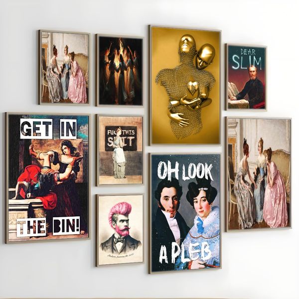 

1 piece unframed painting print,Rude, sarcastic, trendy slang, offensive art,creative waterproof canvas poster, bedroom, office