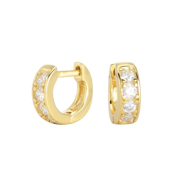 

S925 fashionable and simple stone inlaid ear buckle exquisite small circle versatile commuting high-end earrings