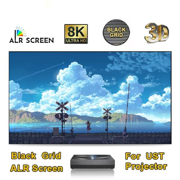 2024 Black Grid ALR CLR UST Frame Projection Screen Ambient Light Rejecting 3D 4K 8K 60 -150inch for Short Projector Screen