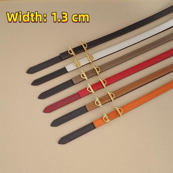 

Designer Narrow Belts Genuine Leather for Women Men Casual Belt Width 1.3 CM Daily Accessories 6 Colors, C5