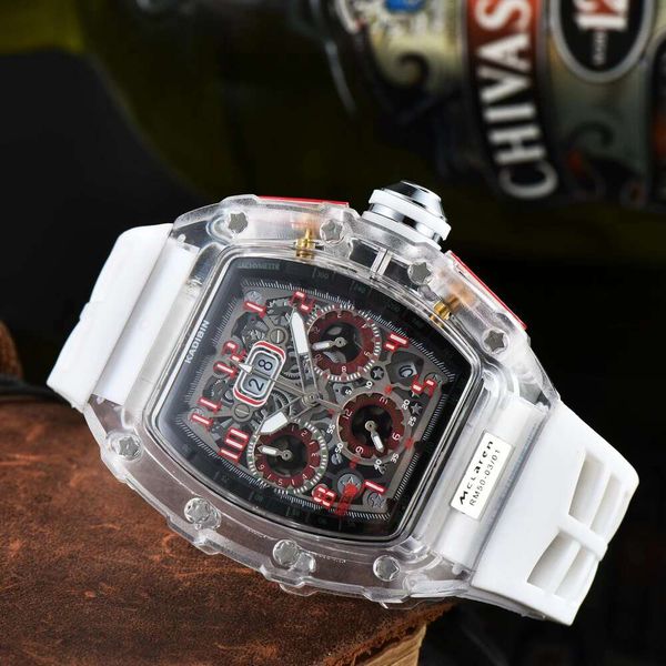 

Luxury men's Quartz Watch Multi-functional six-pin transparent crystal fashion watch, Blue