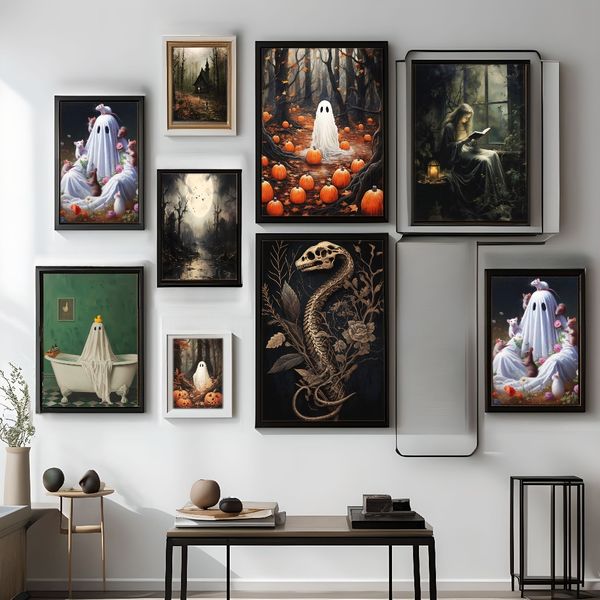 

1 piece unframed painting print,girl reading a book, dark academy, gothic art,creative waterproof canvas poster, bedroom, office