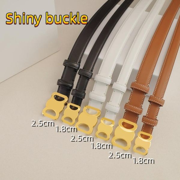 

Fashion Shiny Buckle Genuine Leather Belt for Women Width 1.8 & 2.5 CM Causal Accessories 3 Colors, A2