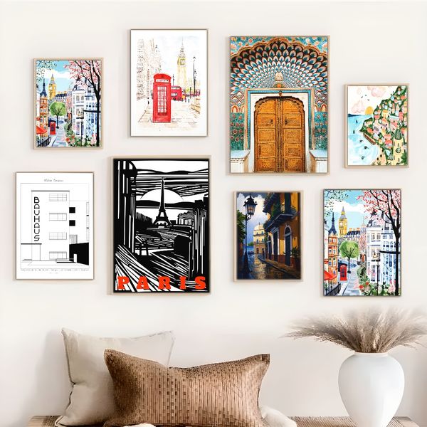 

1 piece unframed painting print,old san juan gate, puerto tican art,creative waterproof canvas poster, bedroom, office, living room, cafe