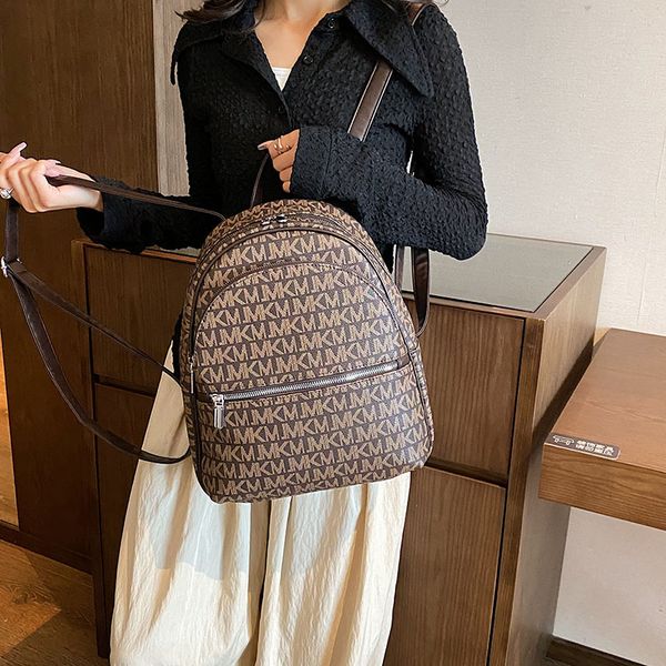 

Factory wholesale women shoulder bag minority design letter handbag outdoor shopping trip women's backpack college wind contrast leather fashion backpack 9206#, Beige