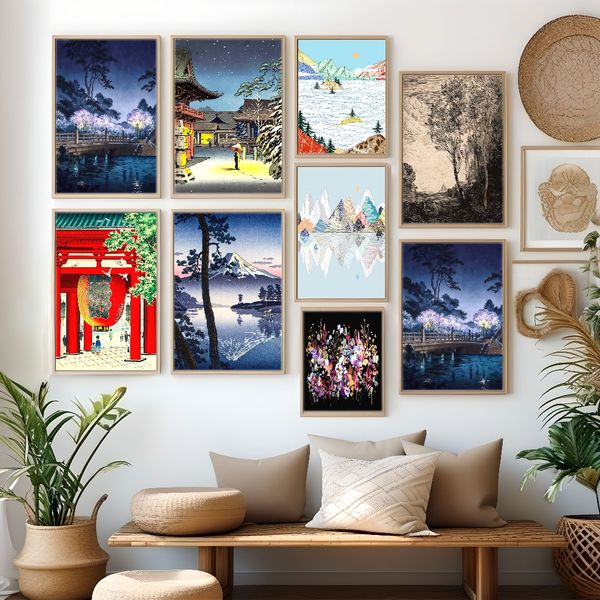 

1 piece unframed painting print, Vintage Landscape Countryside art, creative waterproof canvas poster, bedroom, office, living room, cafe