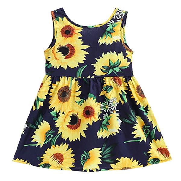 

Toddler Girl Children's floral sleeveless dress summer clothing, Black