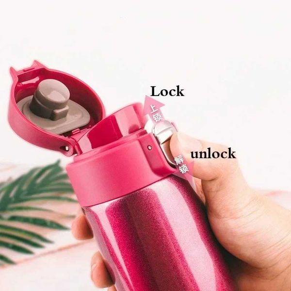 

500ML Small Stainless Steel Bouncing Cover Vacuum Flask Thermos Cup Coffee Tea Milk Thermo Bottle Mug Fashion Cups AcceseoriesC241125, Black