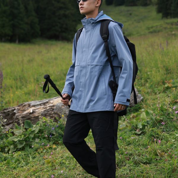 

DX-J24606 men's two-piece polar fleece 3-in-1 hardshell jacket, Gray and black