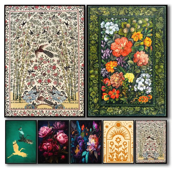 

1 piece unframed painting print, Funny animal art, beautiful floral decoration, bee and cat poster, creative waterproof canvas poster