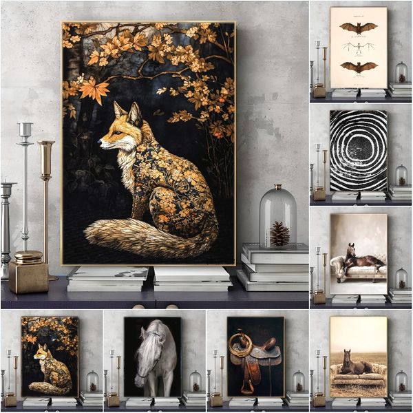

1 piece unframed painting print, Mother love art, fox poster, creative waterproof canvas poster, bedroom, office, living room, cafe, bar