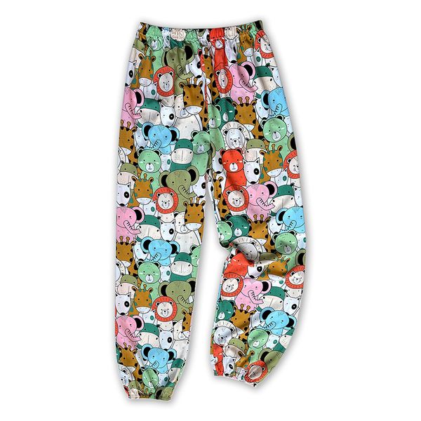 

Ladies spring and summer thin casual girth pants green cute animal head can wear home air conditioning pants beach sunscreen pants, Multi
