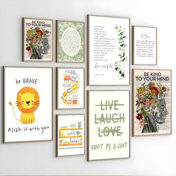 

1 piece unframed painting print, Live laugh love don't be a cunt, inspirational quotes art, creative waterproof canvas poster, bedroom