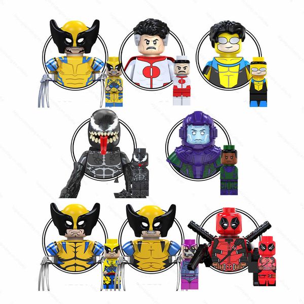 TV6205 Super Heroes Wolver Omni Man Invincible Riot Kang Children DIY Bricks Building Blocks Mini Action Figures Kids Educational Toys 8Pcs/Lot