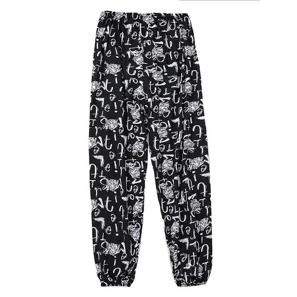 

Ladies spring and summer thin casual pants lettering graffiti print can be worn home air conditioning pants beach sunscreen pants, Multi