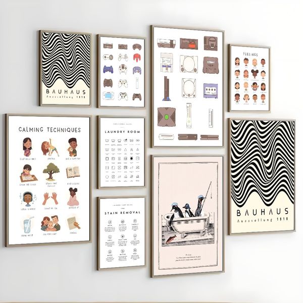 

1 piece unframed painting print, Funny, amusing, penguin bathroom art print, creative waterproof canvas poster, bedroom, office