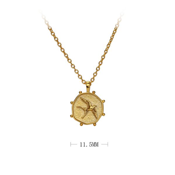 

S925 sterling silver personality fashion brand shape bird pattern pendant light luxury niche design necklace
