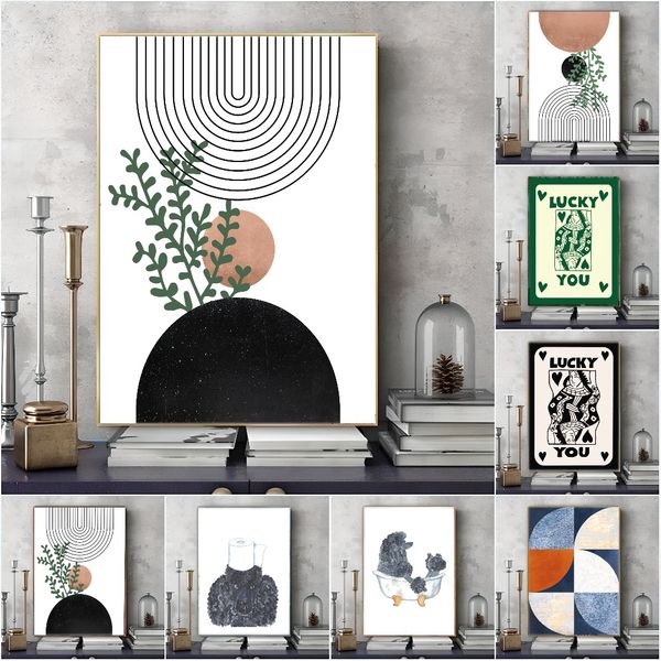 

1 piece unframed painting print, funny toilet art prints, funny animals, creative waterproof canvas poster, bedroom, office, living room